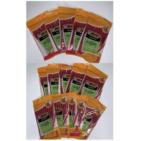 BIC Round Stic Xtra Life Ballpoint Pens, Red ink 150 Pcs, 15Pack - Picture 1 of 4